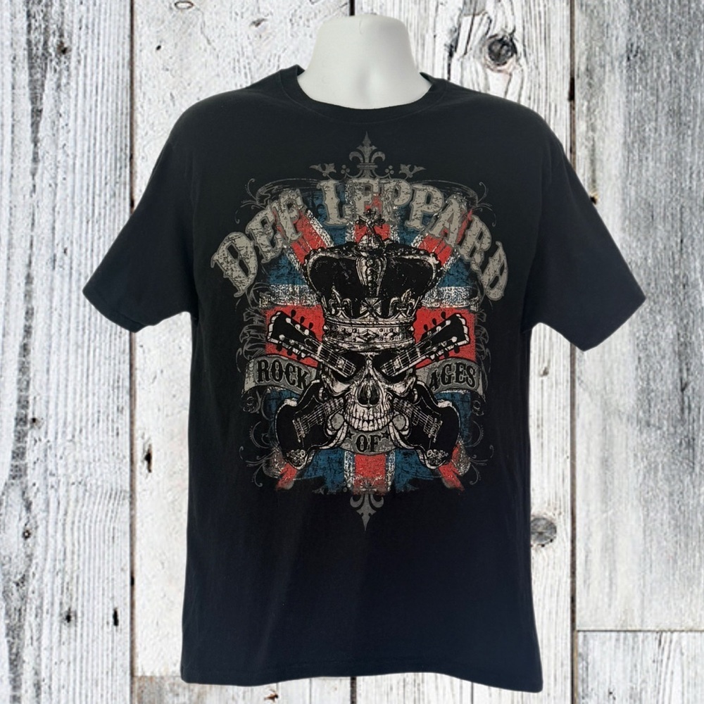 Def Leppard Rock of Ages Tour 2012 Short Sleeve Black Tee Shirt... Size Large